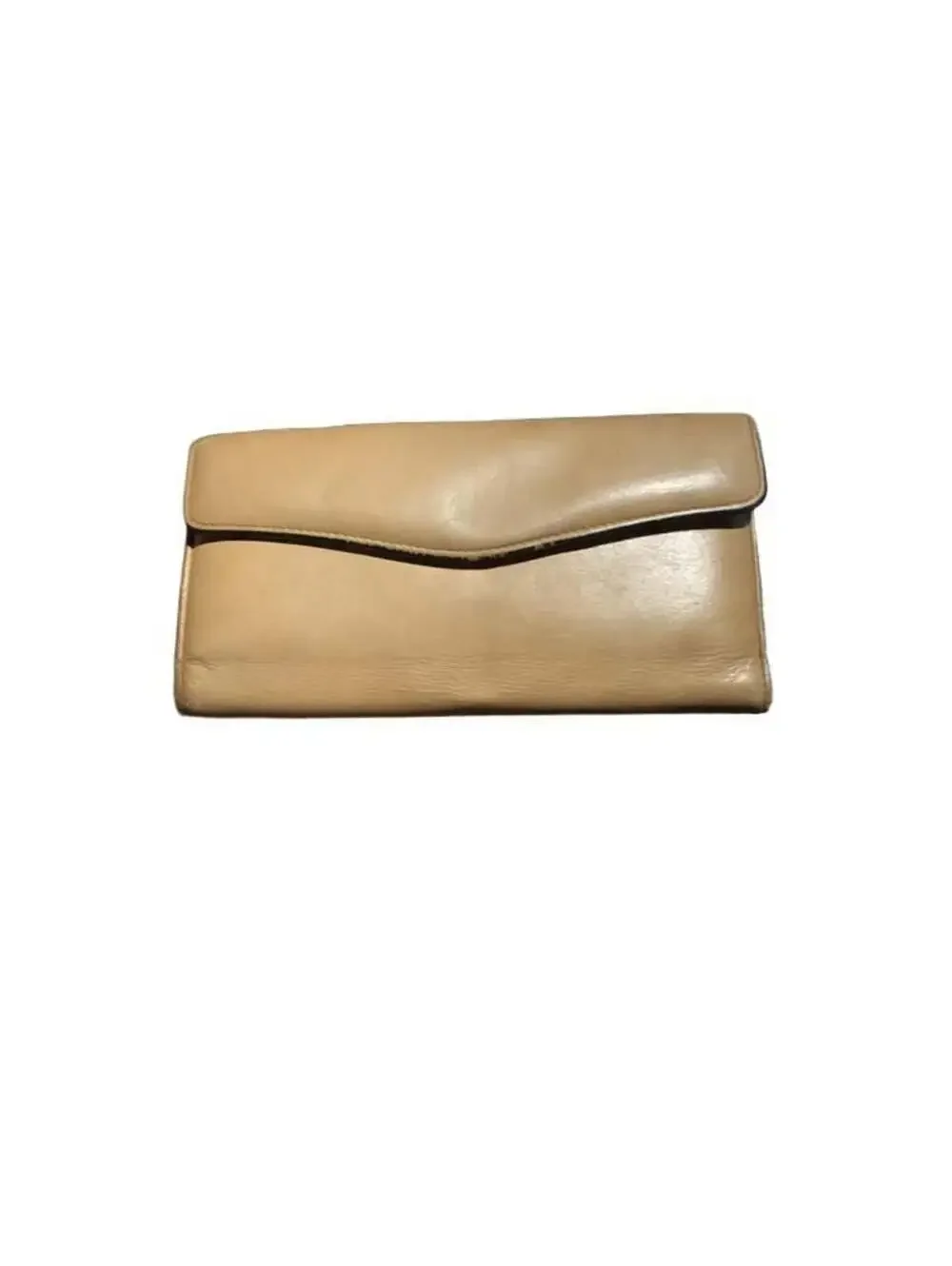 Buxton Vintage Tan Leather Organizer Long Wallet with Kiss Lock Pocket